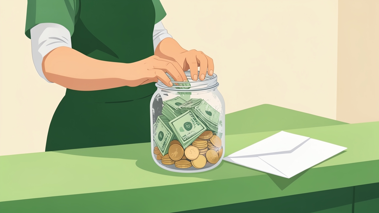 A server separating tips from a bonus envelope, illustrating whether no tax on tips includes bonuses.