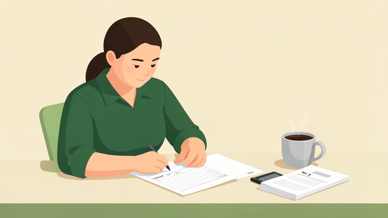 Server completing paperwork showing how to report tips on taxes with receipts and W-2