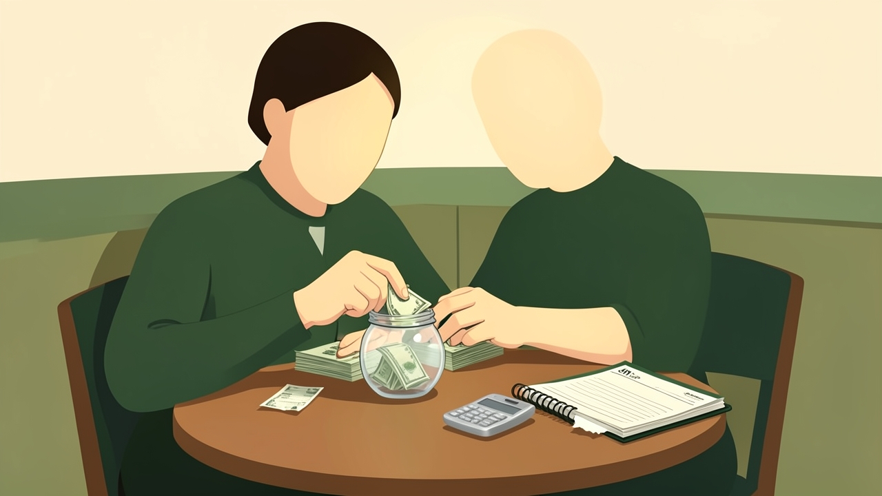 Server counting tips and reviewing a paycheck to understand tip taxes
