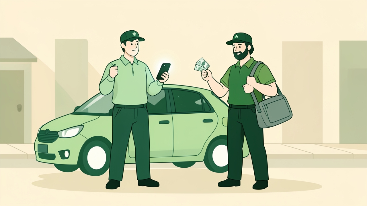 Rideshare and delivery drivers with TTOC codes receiving tips on a city street