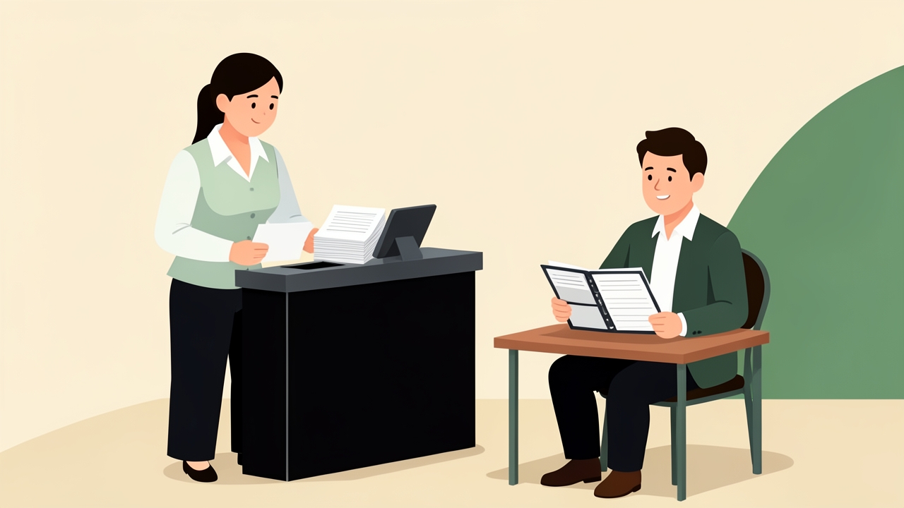 Server with receipts beside an employer reviewing payroll, illustrating tip income withholding.