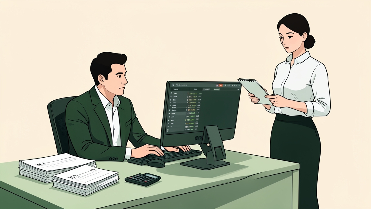 Restaurant manager reviewing tip records with a server for accurate W-2 tip reporting.