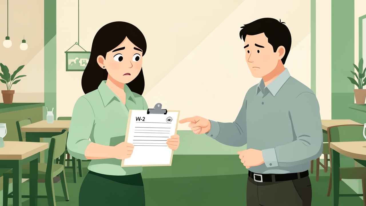 Server reviewing a W-2 form to understand what allocated tips mean