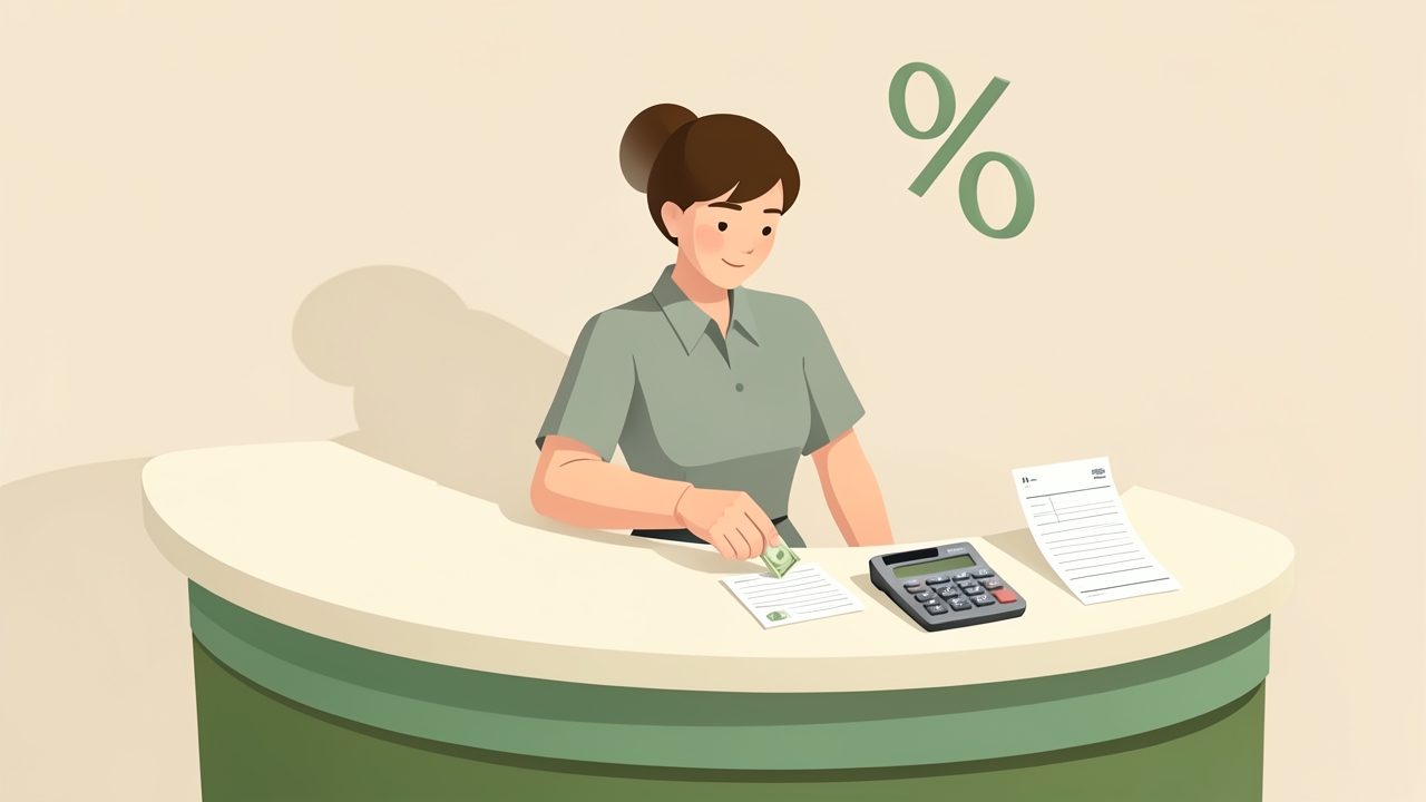 Server counting tips beside a calculator, illustrating what percentage of tips is taxed