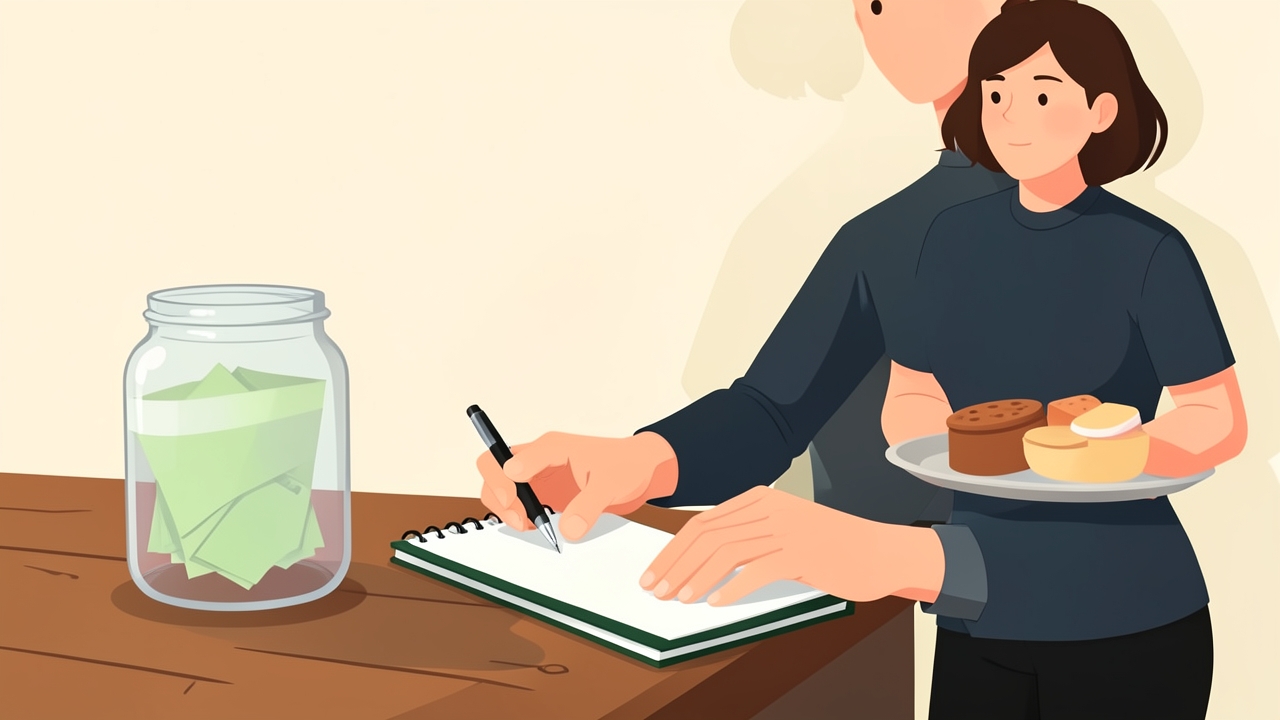 A server counting cash tips and recording them, illustrating when do you have to declare tips.